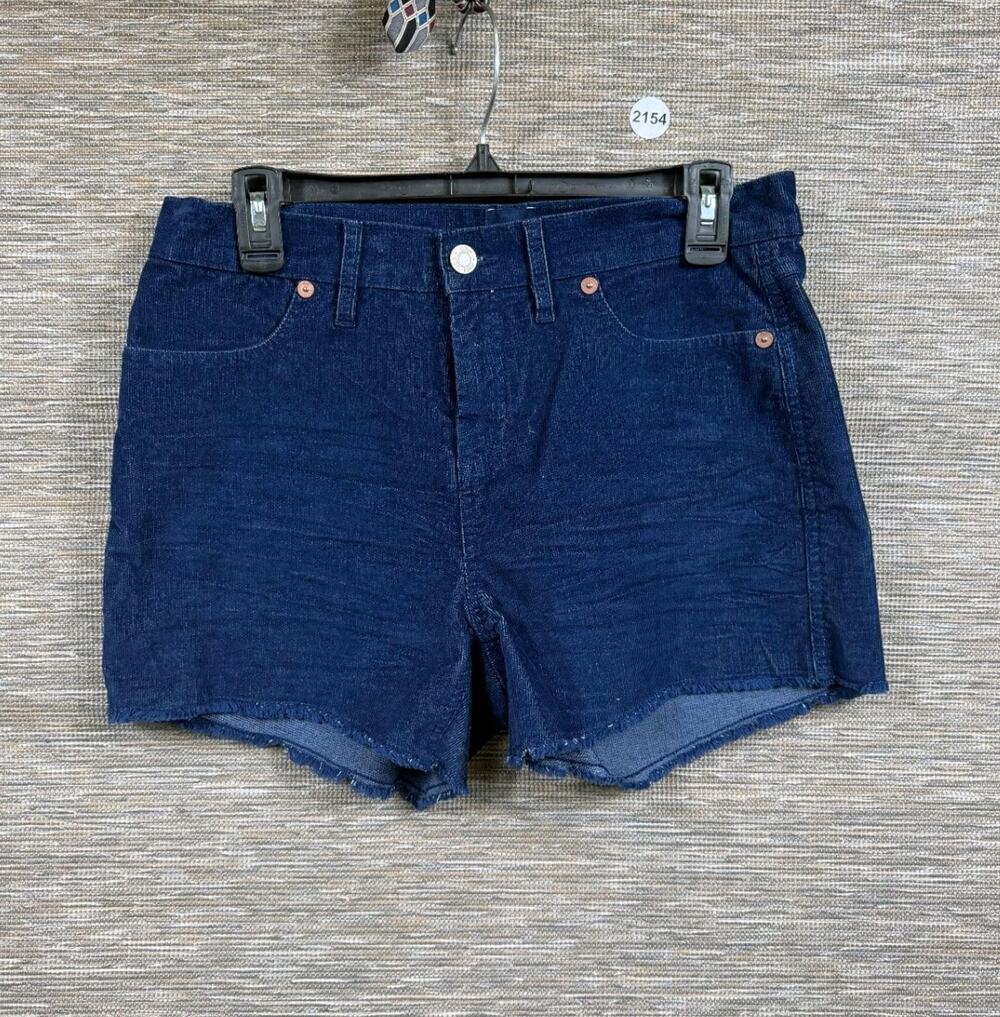 GAP Corduroy Shorts Women's Size 4 Blue Stretch Raw Hem Cutoff Mid Rise Summer